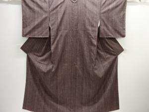 未使用品　仕立て上がり　縞織出し手織り紬着物